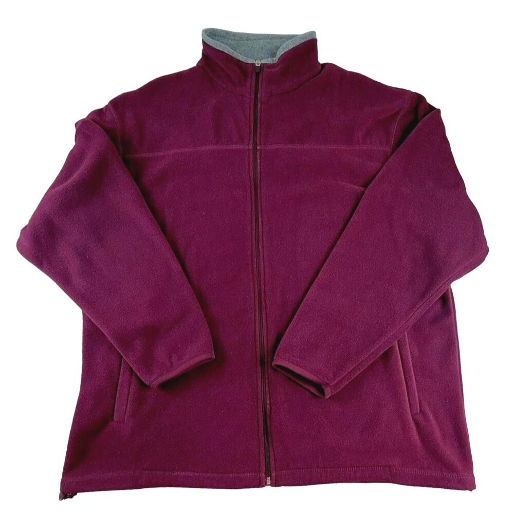 Ivy Crew Mens Fleece Jacket Full- Zip Hooded Burgundy Gray Size Large  JH1474